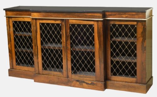 19th Century Rosewood Breakfront Low Bookcase
