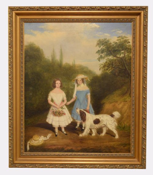 Oil on Canvas Painting of Two Girls