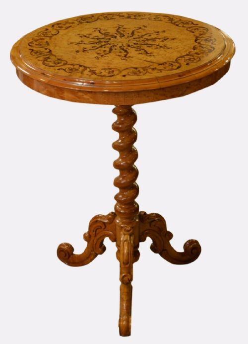Victorian Marquetry Top Tripod Table