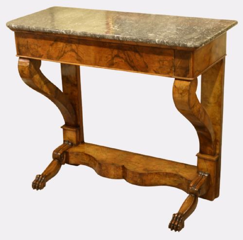 19th Century Marble Topped Walnut Console Table