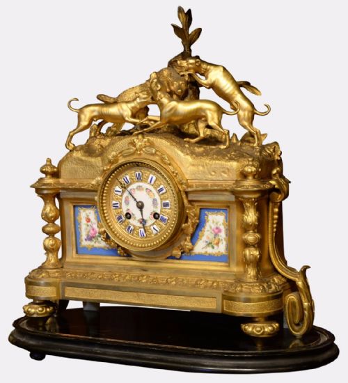 Ormolu Porcelain Mounted French Mantel Clock