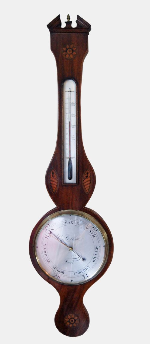 Regency Period Mahogany & Satinwood Banjo Barometer