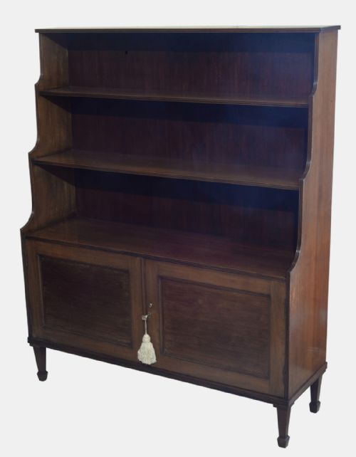 Edwardian Waterfall Mahogany Open Bookcase
