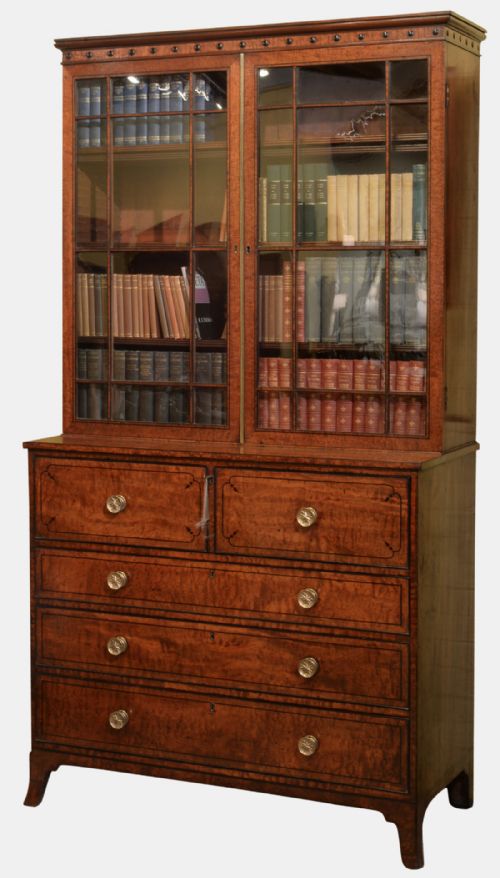 English Regency Mahogany Secretaire Bookcase