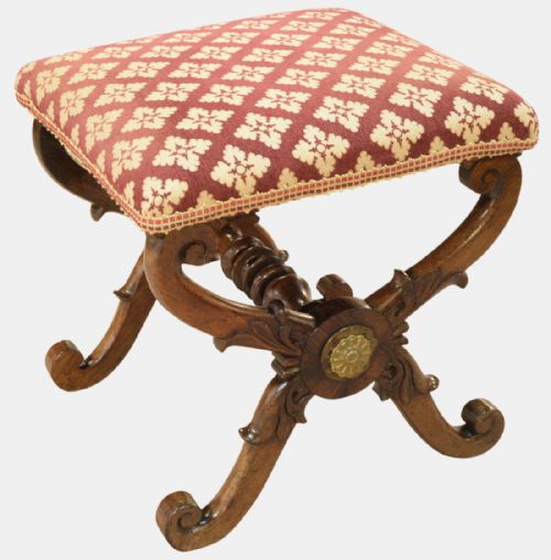 Pretty Victorian Carved Rosewood Stool