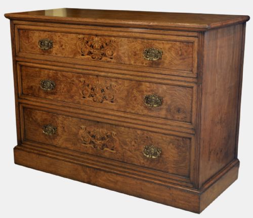 19th Century Pollard Oak & Marquetry Commode