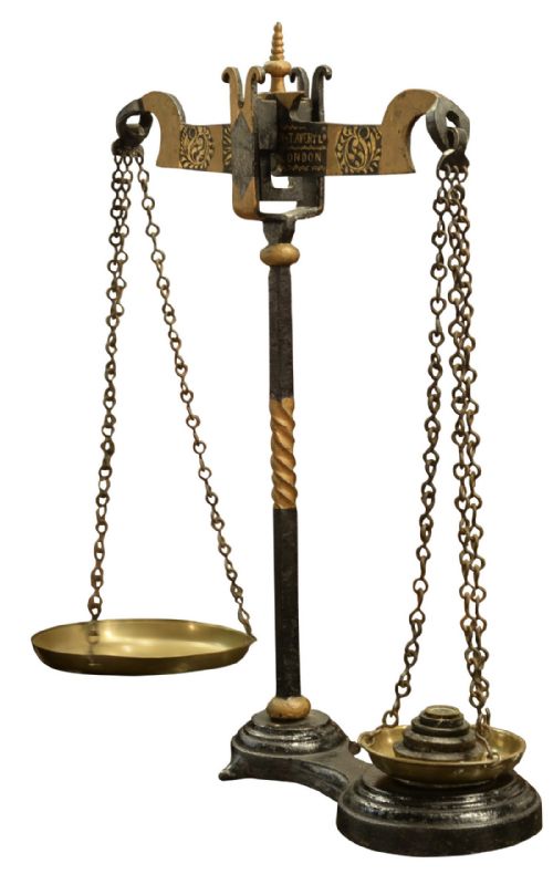 Set of Late Victorian 14lb Cast Iron Scales
