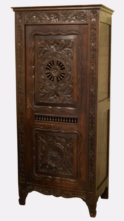 Small Carved Oak Breton Hall Cupboard