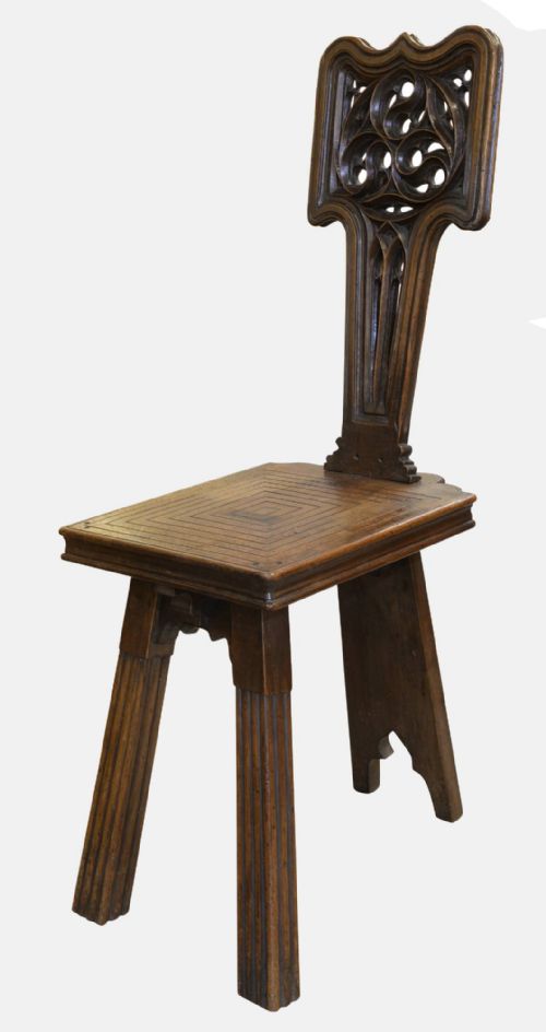 19th Century Gothic Walnut Hall Chair