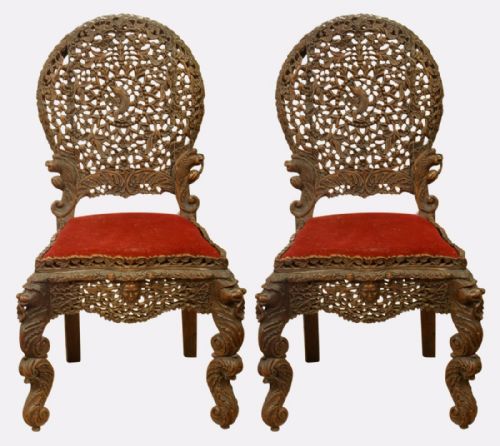 Pair of Anglo-indian Hardwood Low Chairs