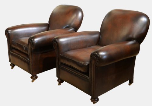 Pair of Leather Club Chairs