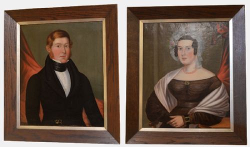 Pair of Naive Style Oil on Canvas Paintings