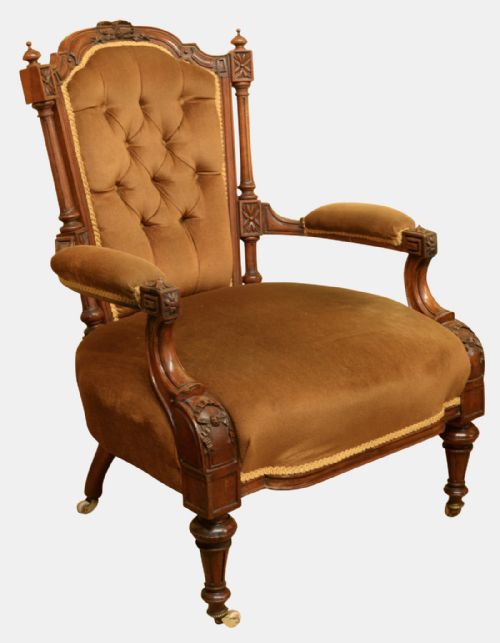 Victorian Walnut Upholstered Armchair