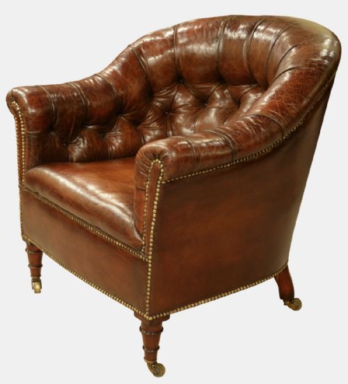 19th Century Leather Tub Chair