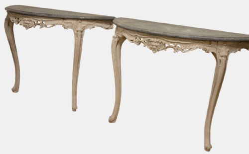 Pair of Half-moon Painted Console Tables
