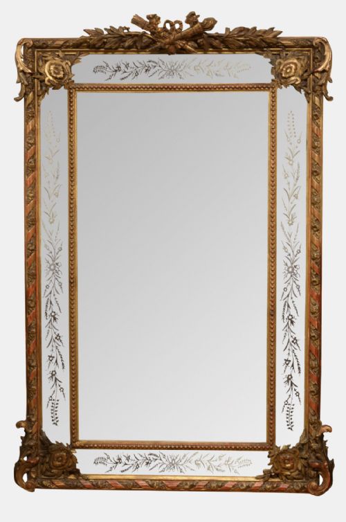 Large 19th Century French Gilt Framed Mirror
