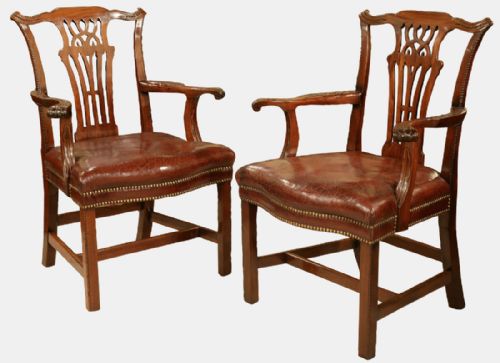 Pair of 18th Century Mahogany Carver Arm Chairs