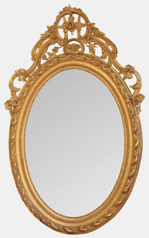 Large Oval Gilded Napoleon III Mirror