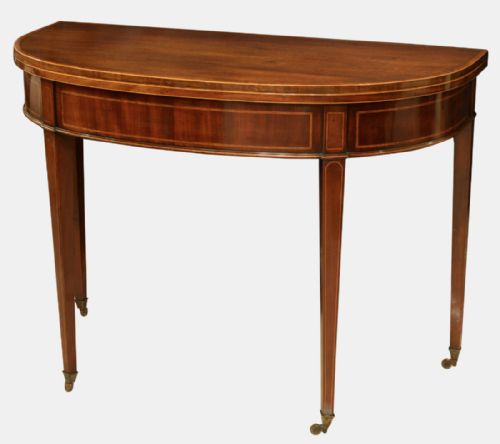 Georgian Mahogany & Kingwood Demi-lune Card Table