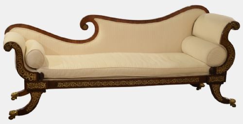 Regency Rosewood Brass Inlaid Chaise Lounge