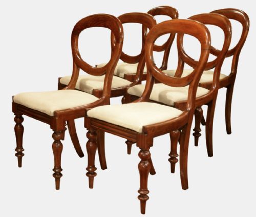 Set of 6 Victorian Balloon Back Dining Chairs