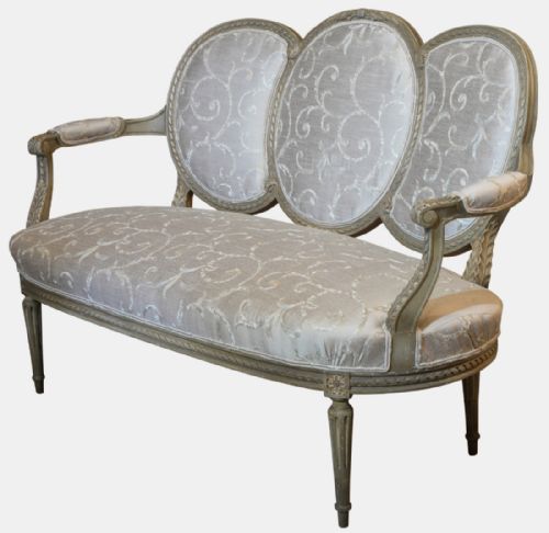 French Triple Balloon Back Settee
