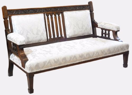 Victorian Solid Rosewood Framed Salon Settee

