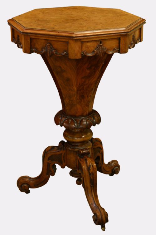 Victorian Walnut Ladies Sewing Workbox
