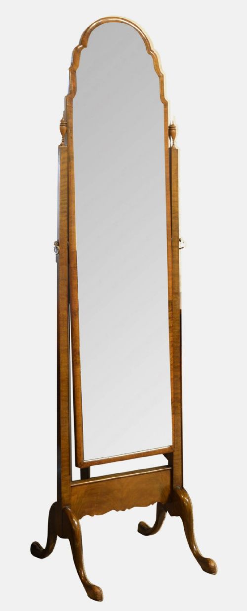 Walnut Small Cheval Mirror
