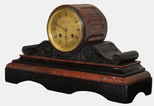 Rouge Marble & Slate 8 Day French Drumhead Clock