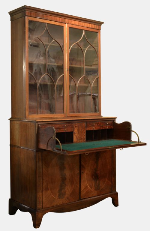 Regency Period Mahogany Secretaire Bookcase