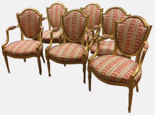 Set of 6 Late 19th Century Gilded Chairs