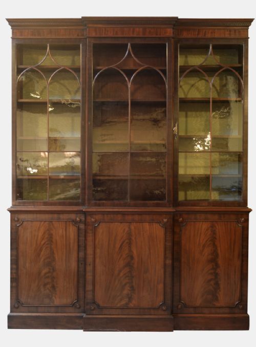 Mahogany George III Style Breakfront Bookcase