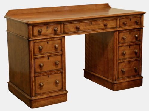Victorian Satinbirch Pedestal Desk