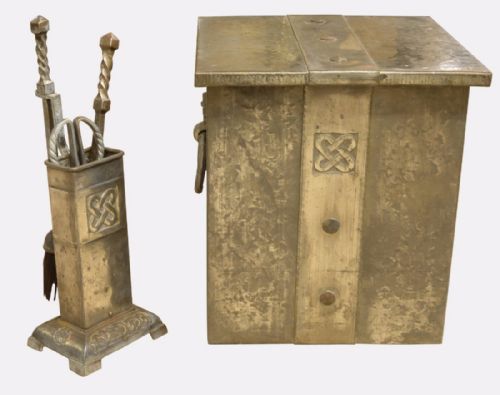 Art Deco Pewter Box & Fire Set