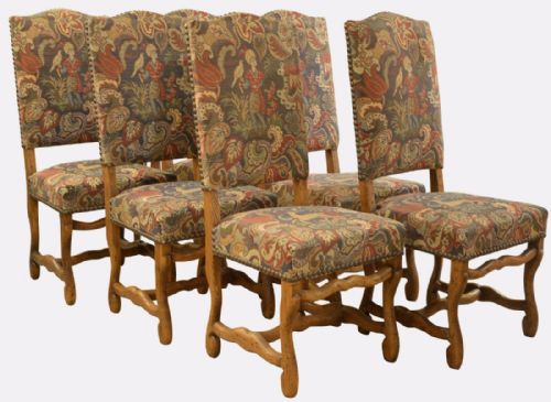 Set of 6 French Upholstered 'Sheep Bone' Chairs