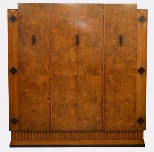 Burr Oak & Oak Oyster Veneered Art Deco Wardrobe