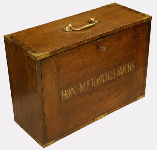 Brass Bound Oak Deed Box
