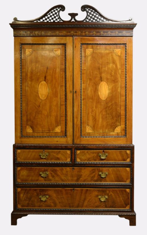 Georgian Mahogany Linen Press
