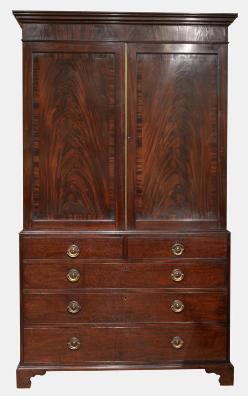 18th Century Mahogany Linen Press