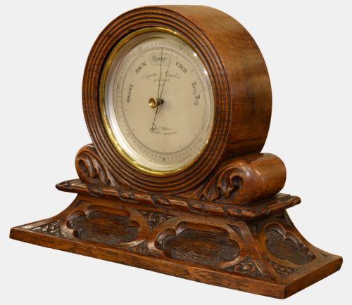 Victorian Brass Desk Aneroid Barometer