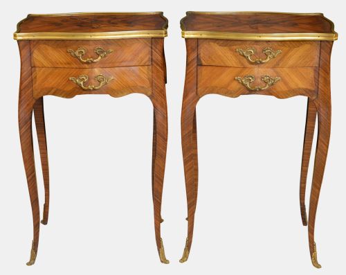 Pair of French Louis Xv Inlaid Side Tables