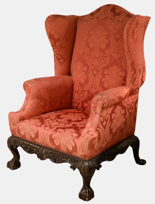Chippendale Style Winged Armchair