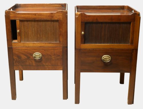 Pair of Georgian Mahogany Tambour Fronted Commodes