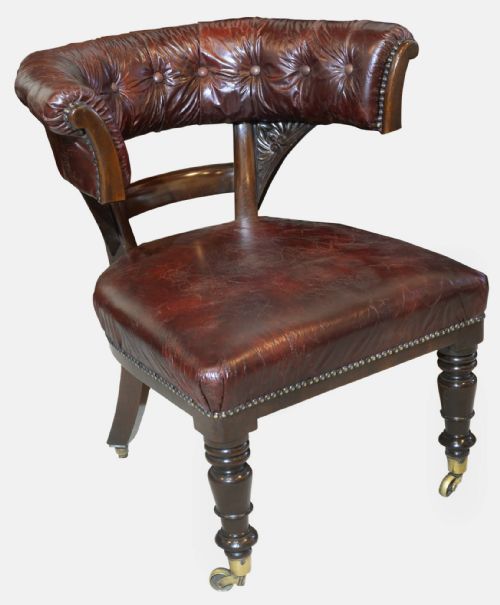 19th Century Horseshoe Library Desk Chair
