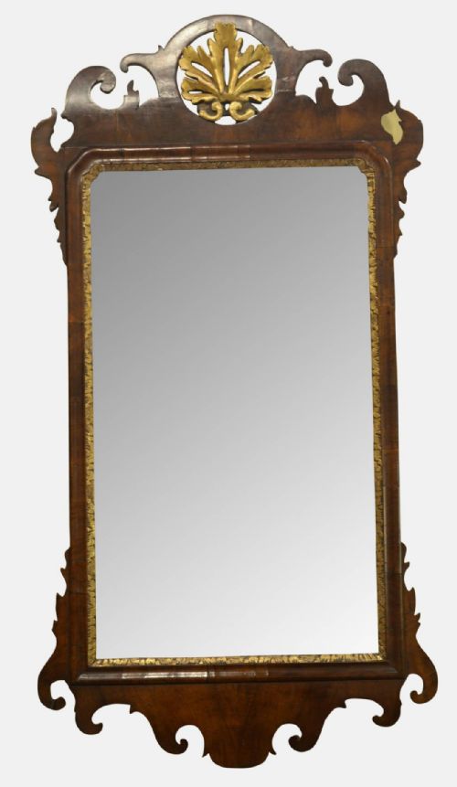 George II Walnut & Parcel Gilt Mirror
