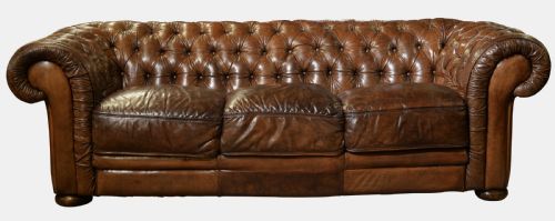 Large 3 Seater Leather Chesterfield Sofa
