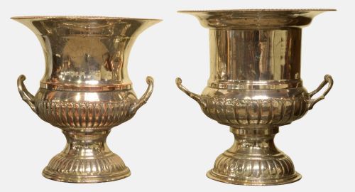 Near Pair of Antique Silver Wine Coolers/vases