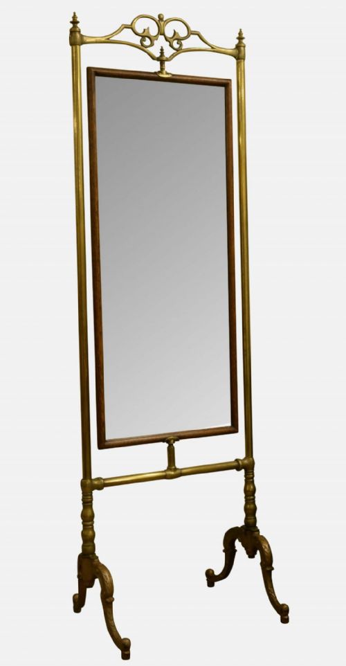 Late 19th Century Brass & Oak Dressing Mirror
