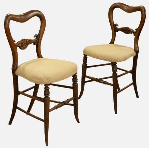 Pair of Victorian Balloon Back Rosewood Chairs
